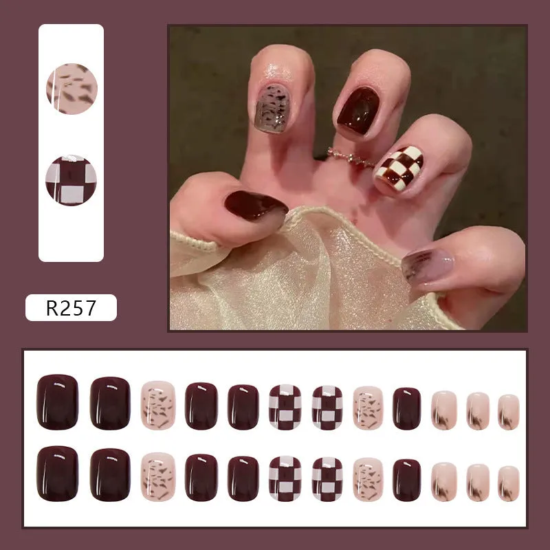 Box of 24 finished fake nail patches with glue delivery in multiple colour options