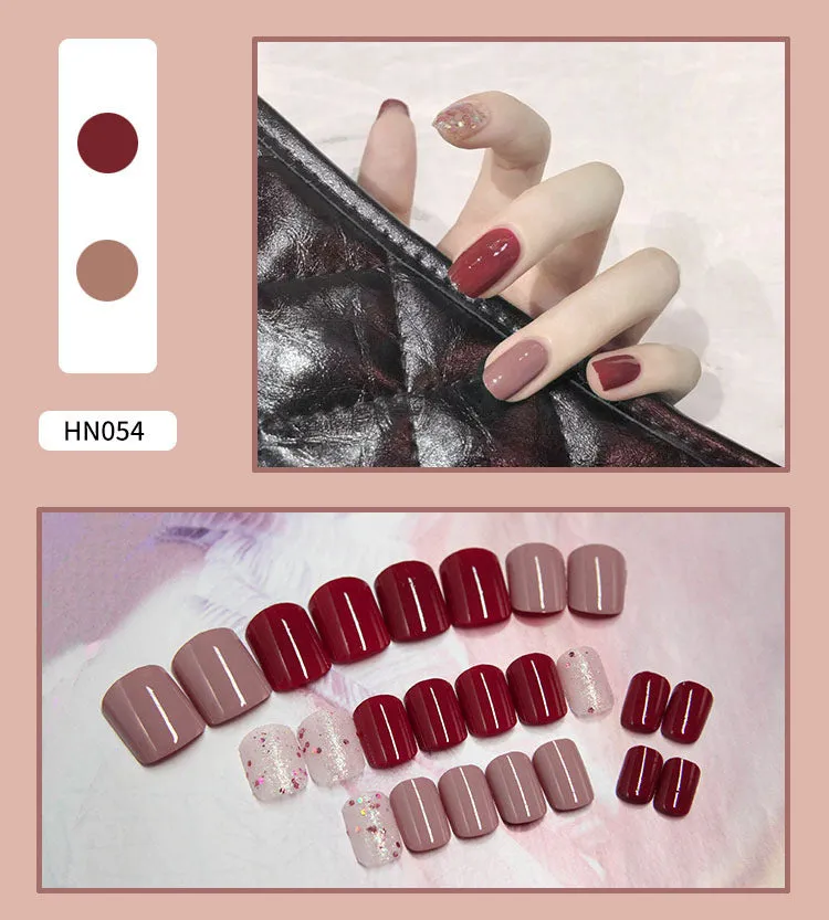 Box of 24 finished fake nail patches with glue delivery in multiple colour options
