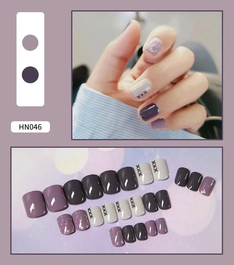 Box of 24 finished fake nail patches with glue delivery in multiple colour options