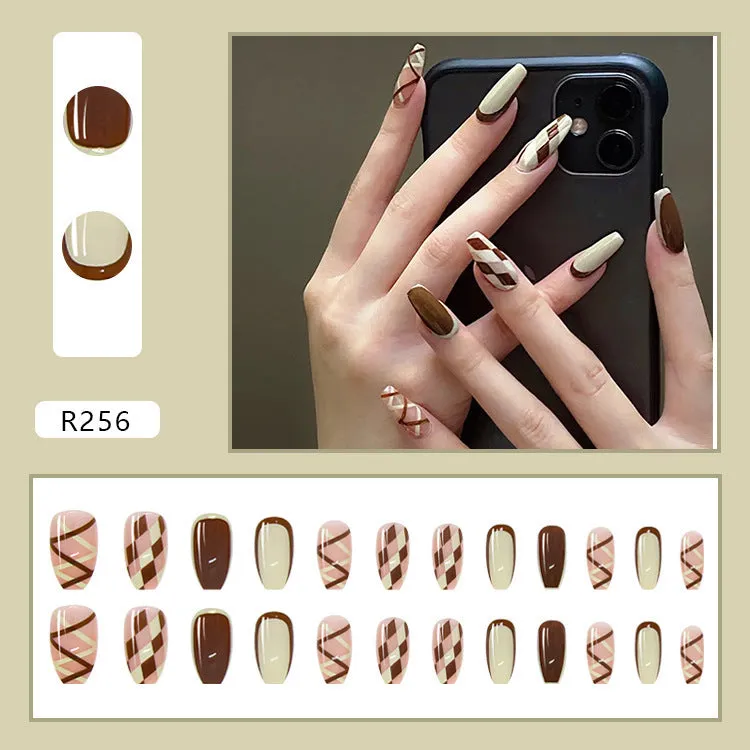 Box of 24 finished fake nail patches with glue delivery in multiple colour options