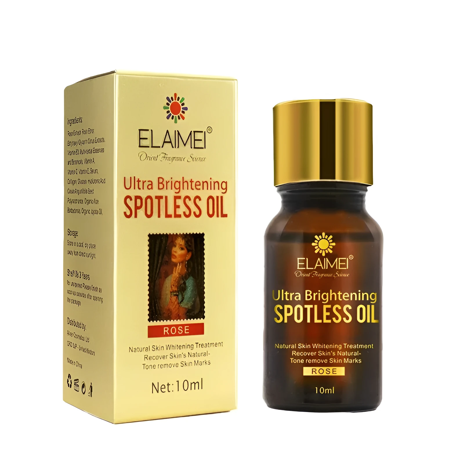 Ultra Brightening Spotless Oil 10ml bottle with rose and citrus extracts for brightening