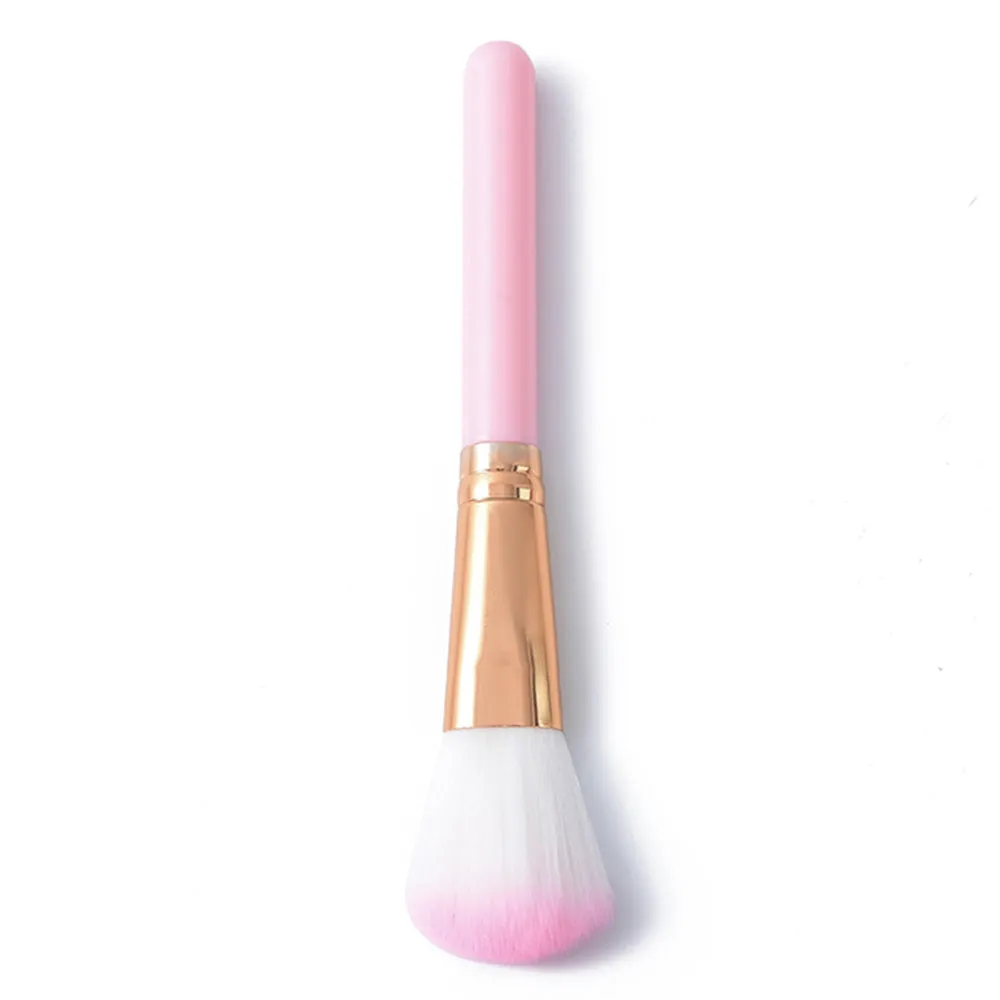 Five mini makeup brush set with plastic handles, short rod design, and man-made fiber bristles in OPP bag packaging