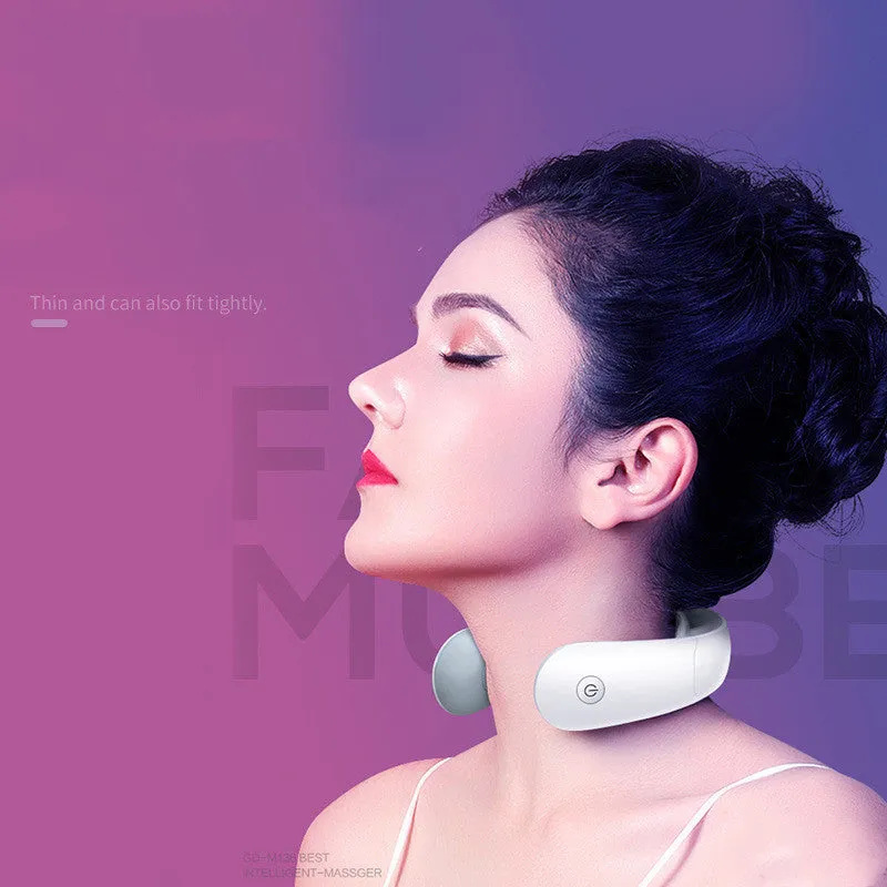 M3 neck massager in white with charging remote control