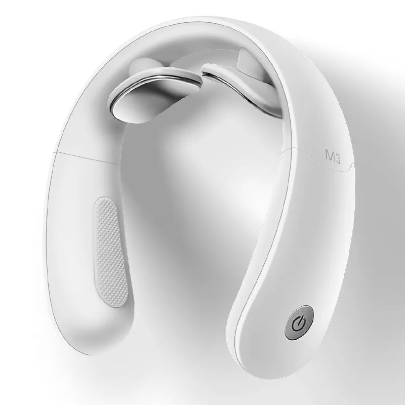 M3 neck massager in white with charging remote control