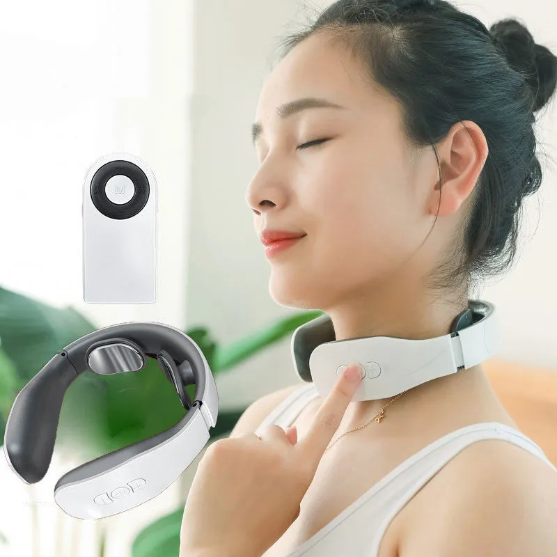 M3 neck massager in white with charging remote control
