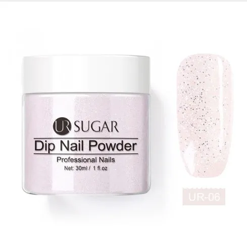 UR Sugar 30ml dipping nail powder bottle in glitter finish with multiple colour options for French manicure