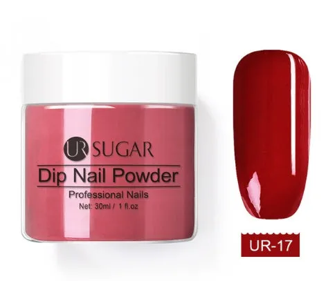 UR Sugar 30ml dipping nail powder bottle in glitter finish with multiple colour options for French manicure