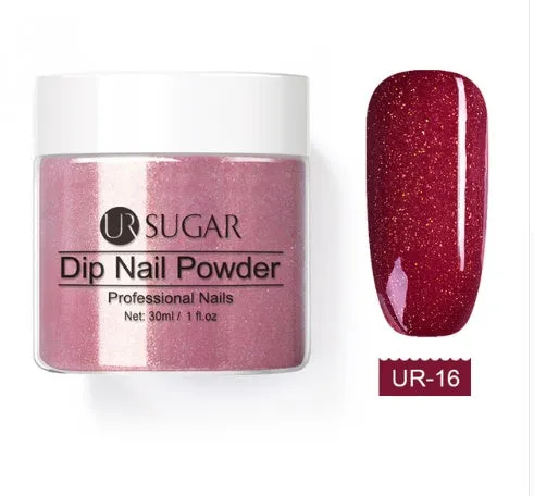 UR Sugar 30ml dipping nail powder bottle in glitter finish with multiple colour options for French manicure