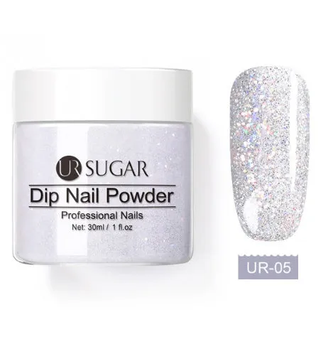 UR Sugar 30ml dipping nail powder bottle in glitter finish with multiple colour options for French manicure