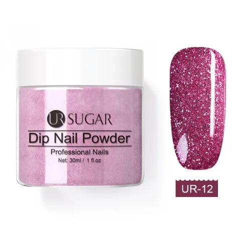 UR Sugar 30ml dipping nail powder bottle in glitter finish with multiple colour options for French manicure