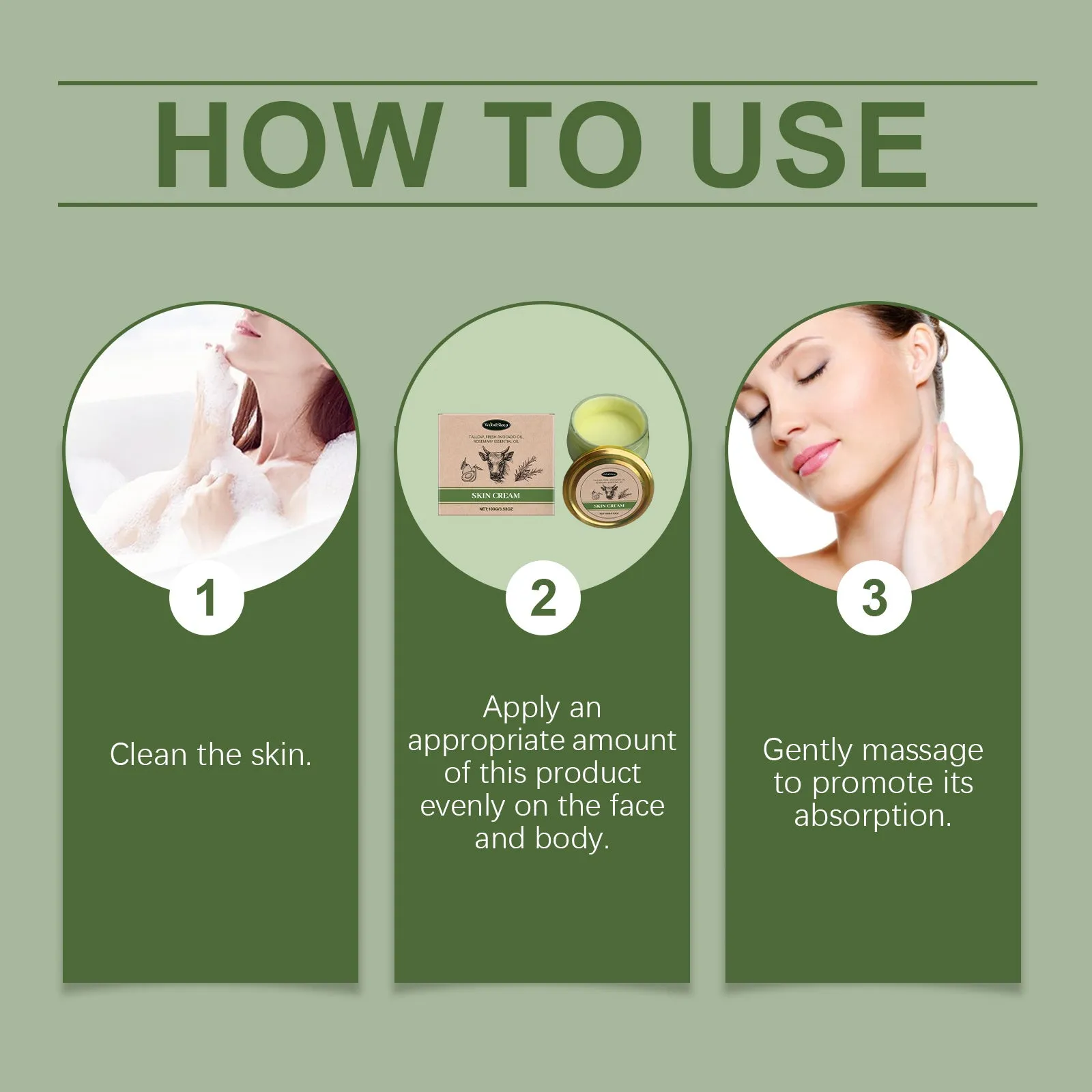 Cow fat skincare cream 100g tube with glycerol and glycerol stearate moisturiser