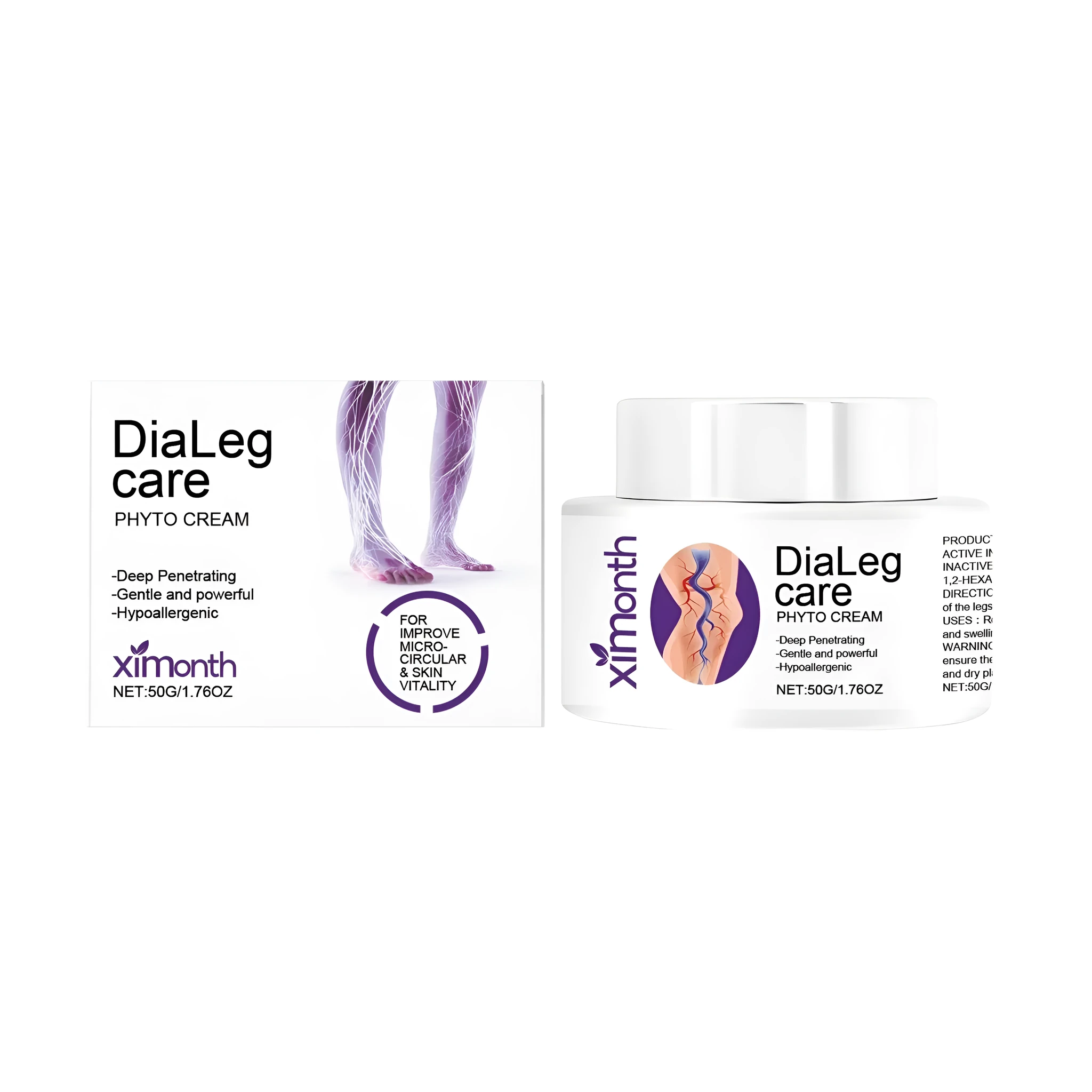 50g tube of varicose vein care cream with mint and shea butter formula.
