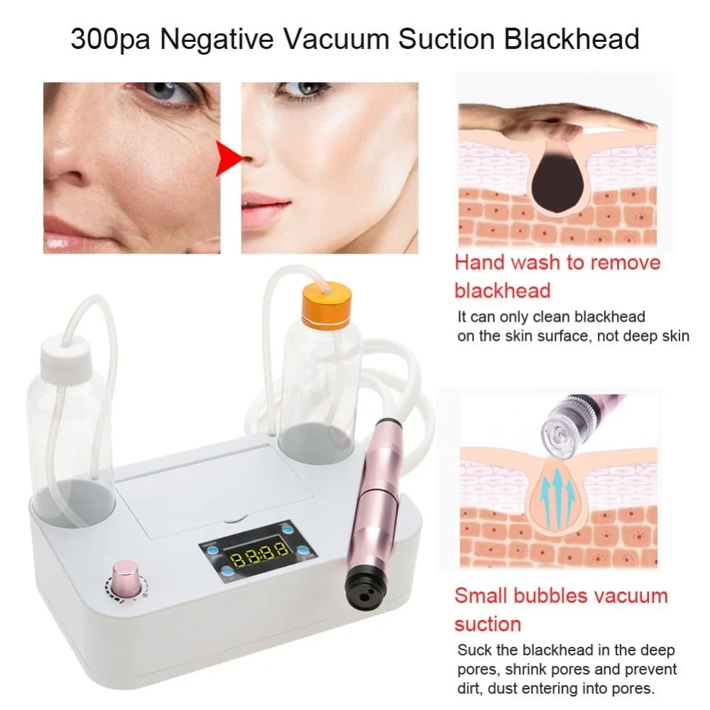 Portable oxygen spray hydro jet machine with bottle and crystal heads for blackhead removal and face cleansing