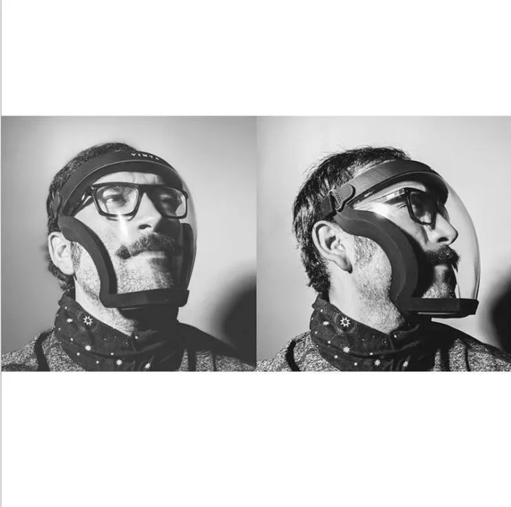 Transparent full face sports mask with edging 21x16cm 230g hard hanging plastic face shield