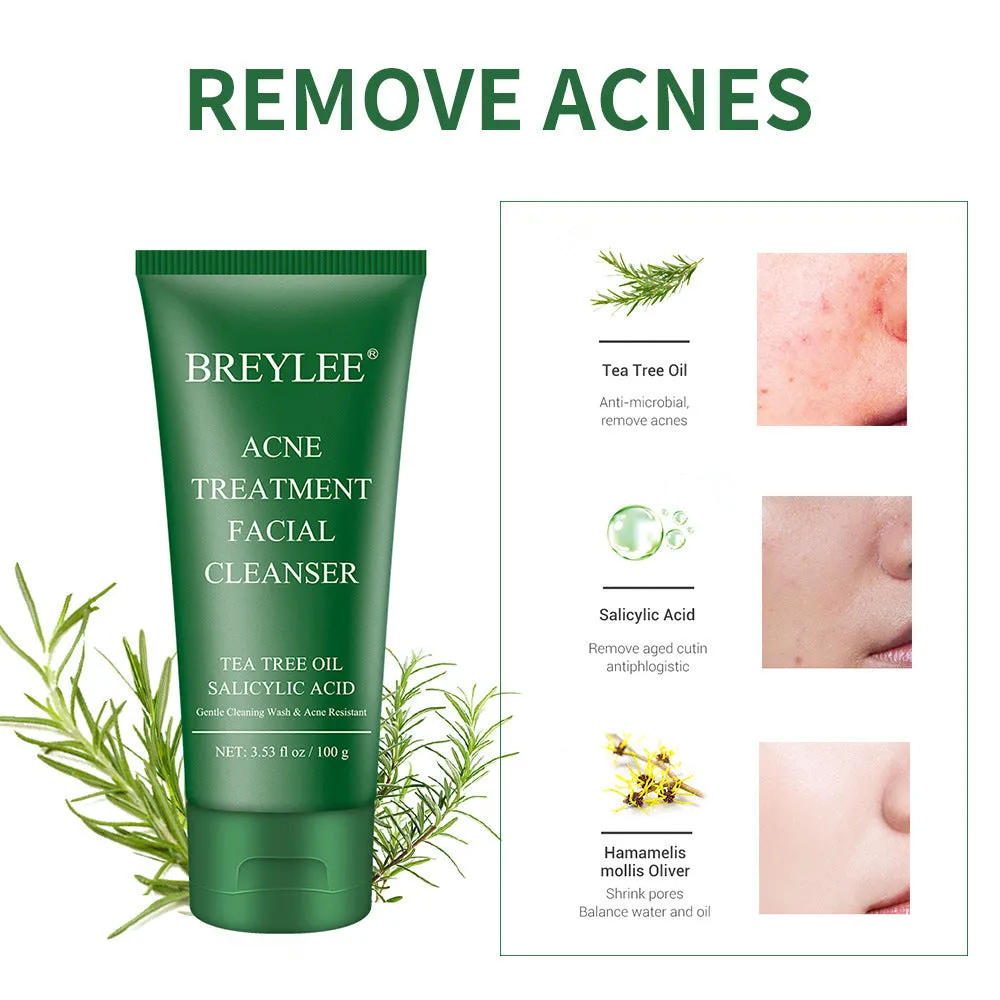 Breylee tea tree cleanser 100ml with salicylic acid in white tube
