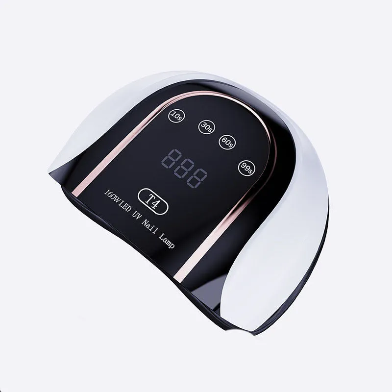 160W touch screen nail lamp with 459 dual light source beads in pink, showing touch panel and removable bottom plate