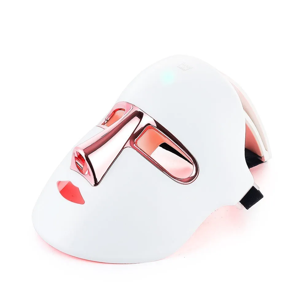Rose Gold LED facial mask with seven colour lights and elastic band for home use