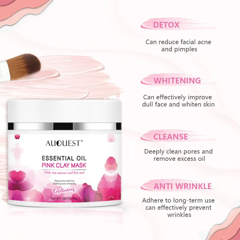 Exfoliating mask powder in white paste form with rosehip oil for deep cleansing and blackhead removal