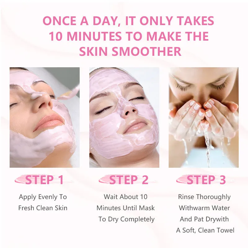 Exfoliating mask powder in white paste form with rosehip oil for deep cleansing and blackhead removal