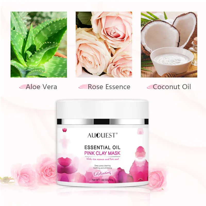 Exfoliating mask powder in white paste form with rosehip oil for deep cleansing and blackhead removal