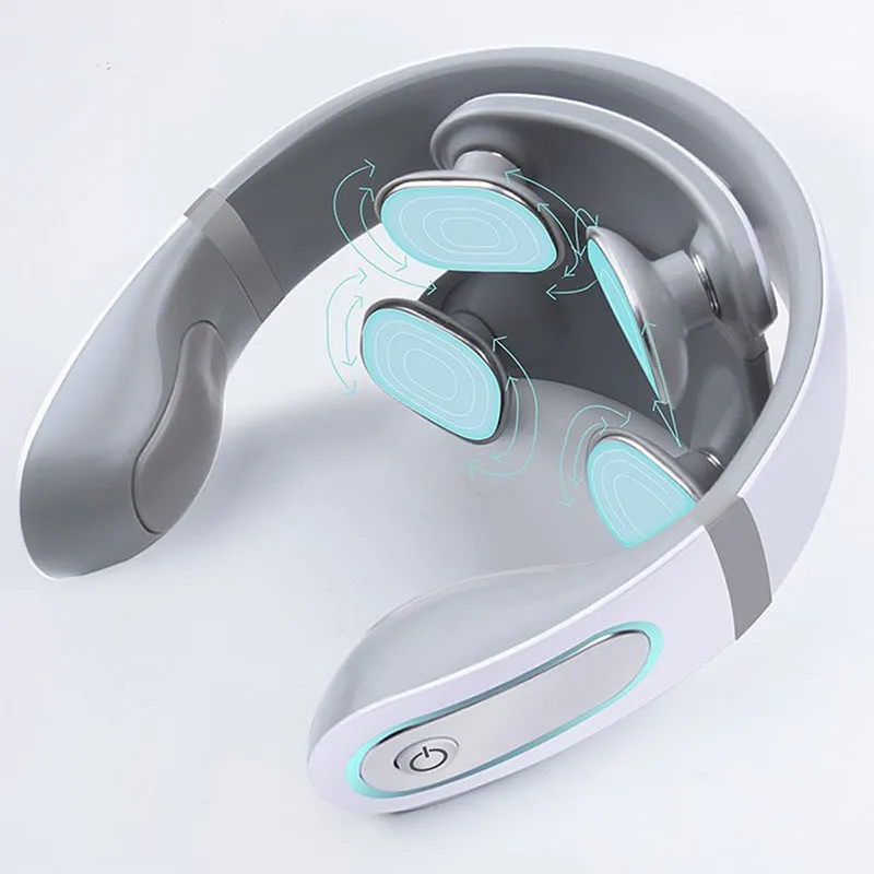 White multifunctional heating neck vibration massager with remote control