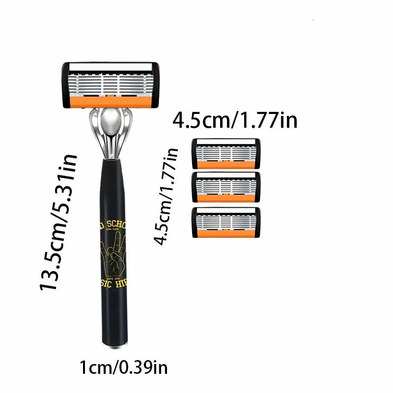 Black six-layer finger type handle for manual shaver cutter head replacement with blade options