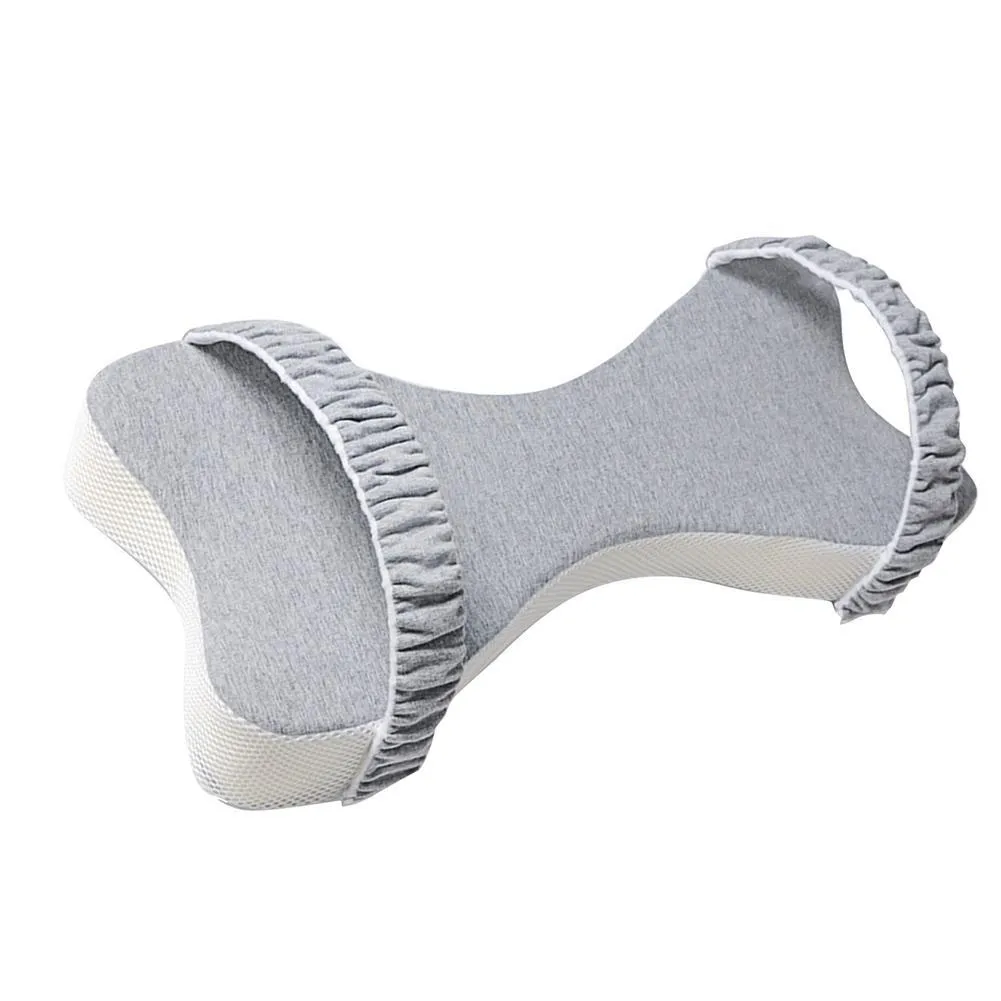 Memory cotton side sleeping knee pillow 70x37x9cm in light blue and light grey with pure cotton cover