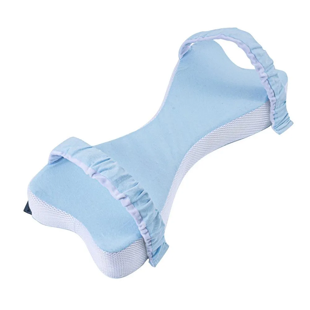 Memory cotton side sleeping knee pillow 70x37x9cm in light blue and light grey with pure cotton cover
