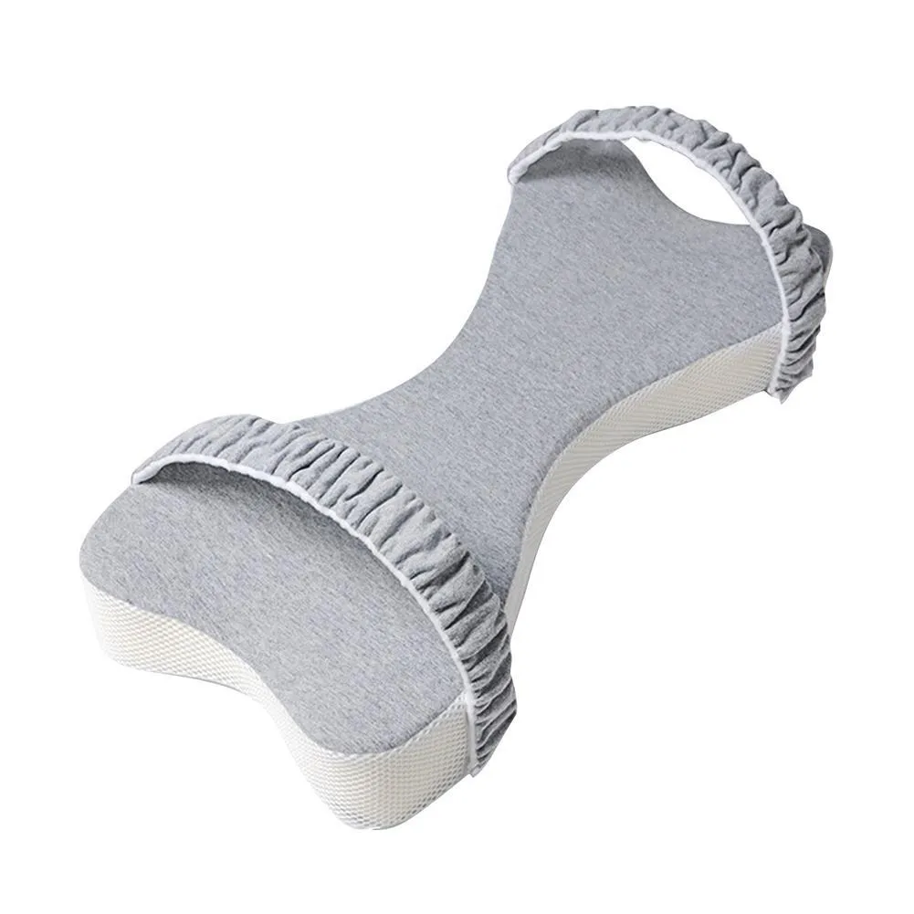 Memory cotton side sleeping knee pillow 70x37x9cm in light blue and light grey with pure cotton cover