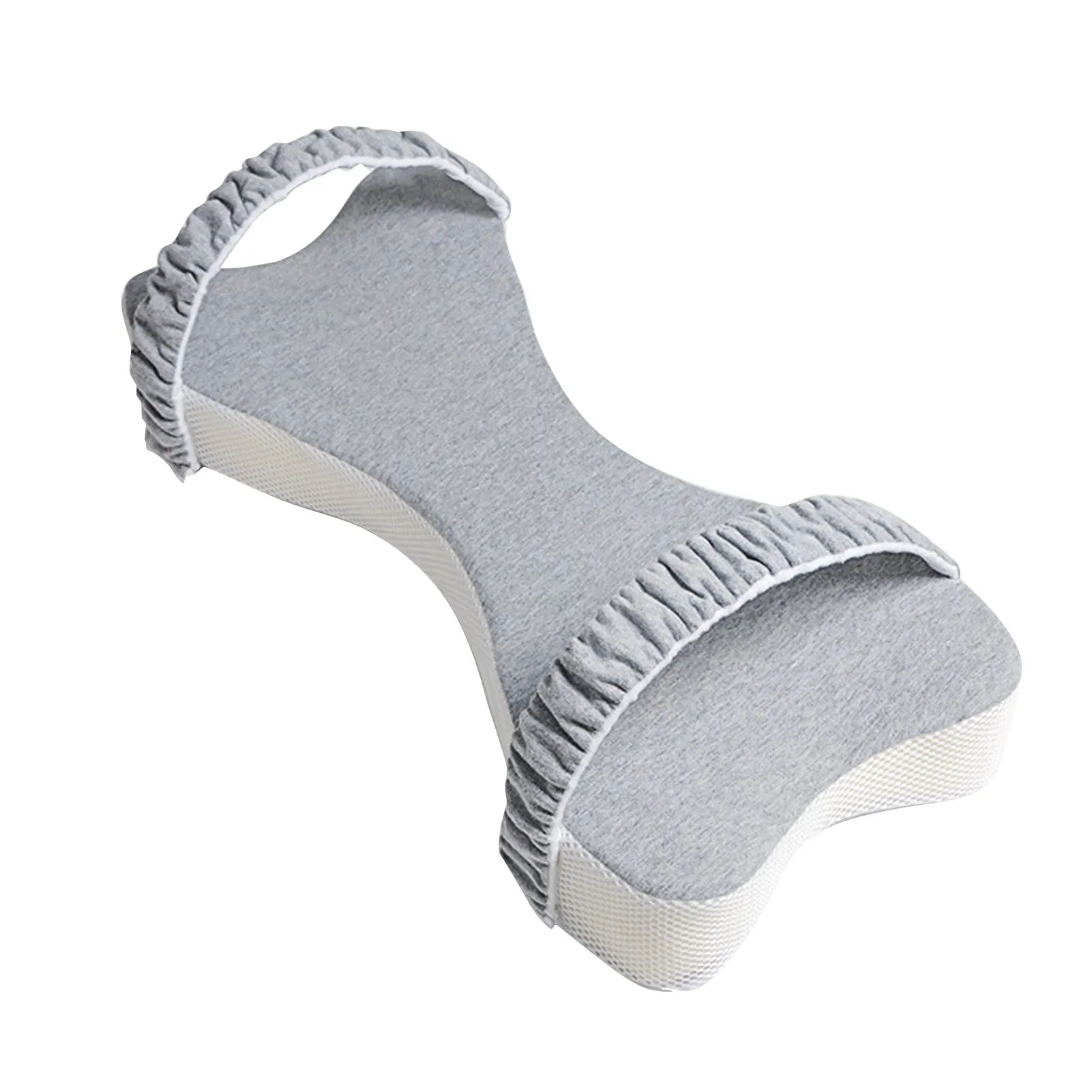 Memory cotton side sleeping knee pillow 70x37x9cm in light blue and light grey with pure cotton cover