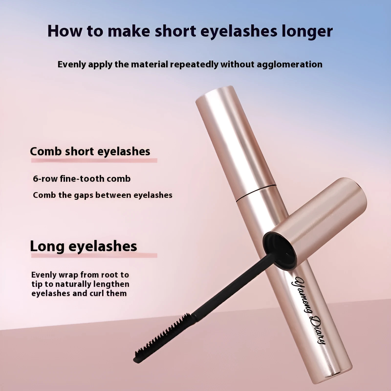 Long Curling Long-Lasting Setting Mascara tube in black or brown shade on a white background.