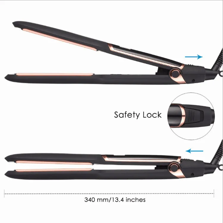 Infrared hair straightener with blue LED display and ceramic oil heating plate