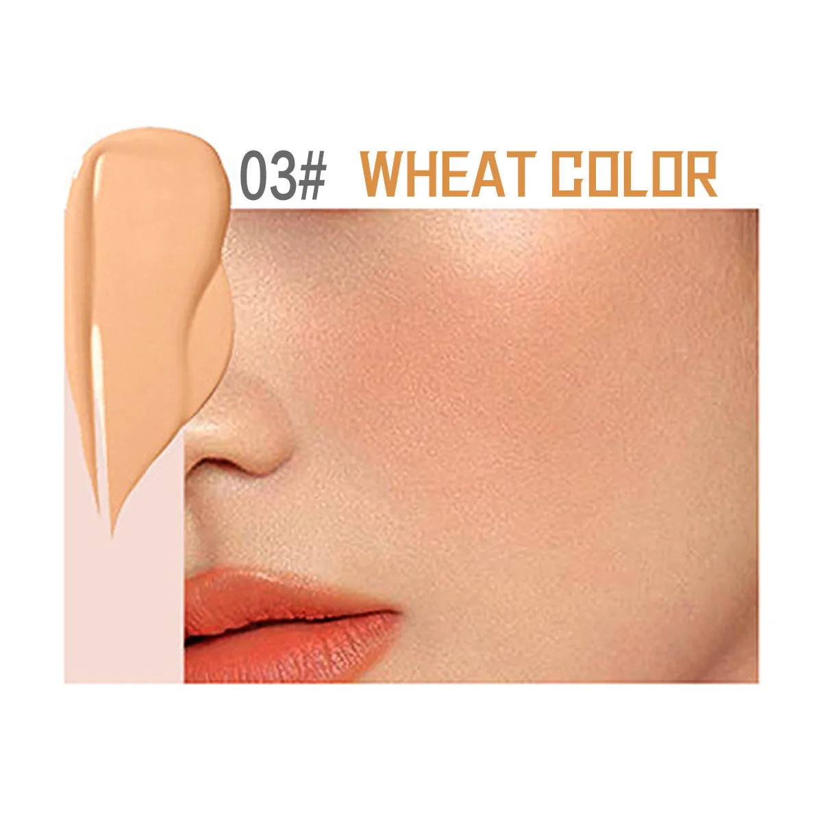 Wheat liquid foundation concealer lasting makeup in bottle with shade options.