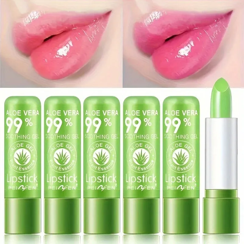Aloe vera colour changing lip balm 3.5g with jojoba oil in green and pink
