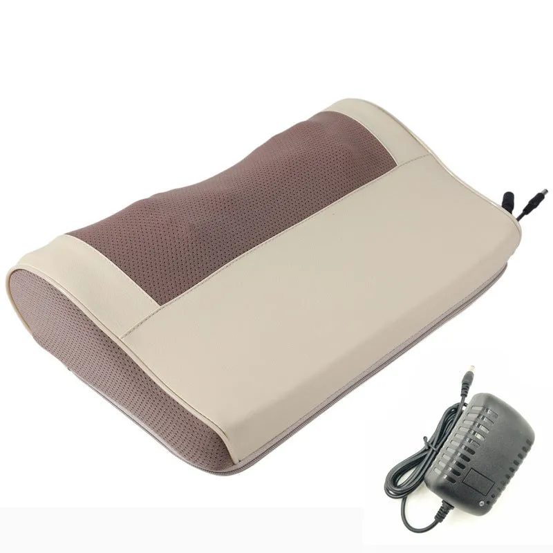 Cervical spine massage pillow electric neck shoulder massager with 8 heads and infrared