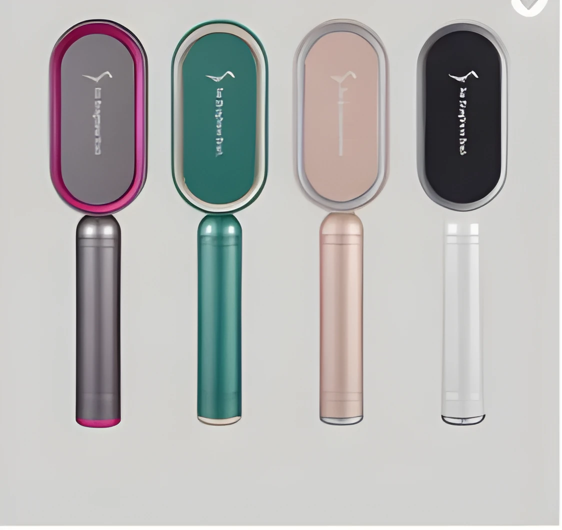 Grey hair straightener brush with tourmaline ceramic barrel, negative ion function, and compact design