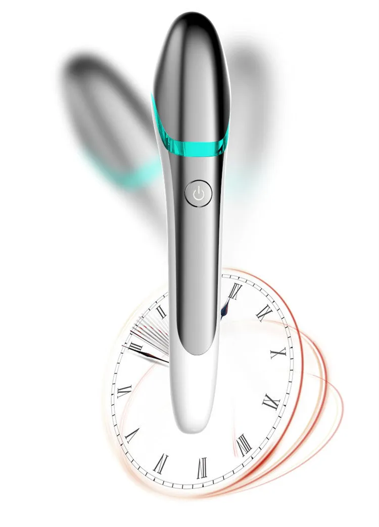 Rechargeable eye massage pen beauty instrument with electroplating ABS body, photo color, for reducing crow's feet and dark circles.