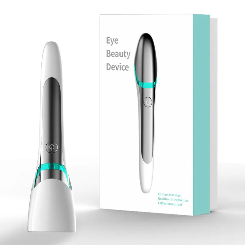 Rechargeable eye massage pen beauty instrument with electroplating ABS body, photo color, for reducing crow's feet and dark circles.