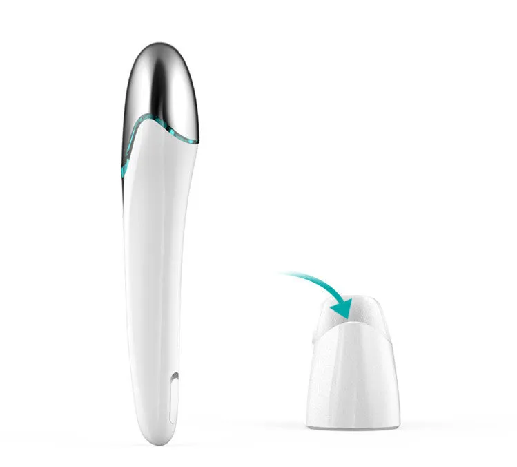 Rechargeable eye massage pen beauty instrument with electroplating ABS body, photo color, for reducing crow's feet and dark circles.