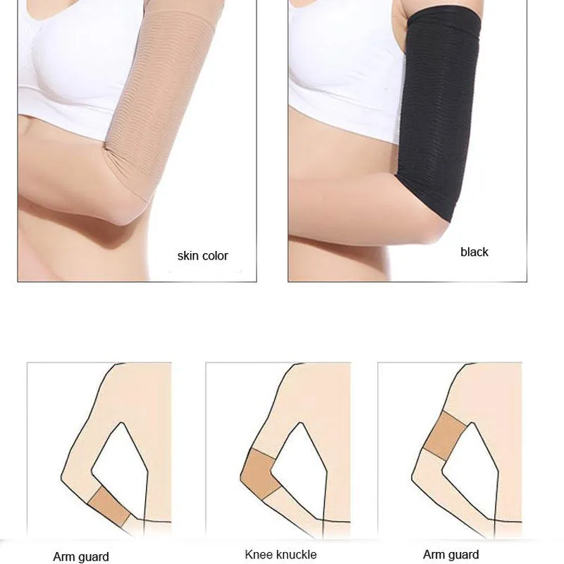 Arm and leg sleeves slimming shaper in black colour, showing wave pattern design on inner surface