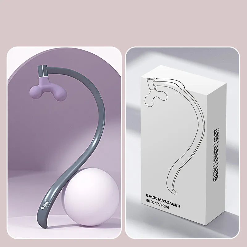 Light purple plastic scapula seam massager hook on a neutral surface