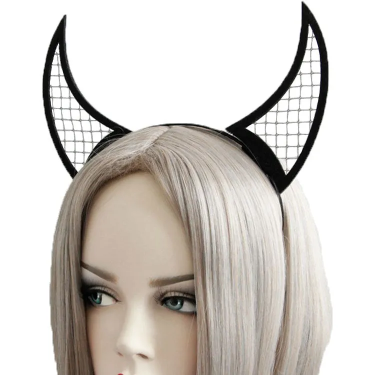 Halloween funny headband made from felt cloth, black lace, ribbon, and iron headband base in multiple colour styles