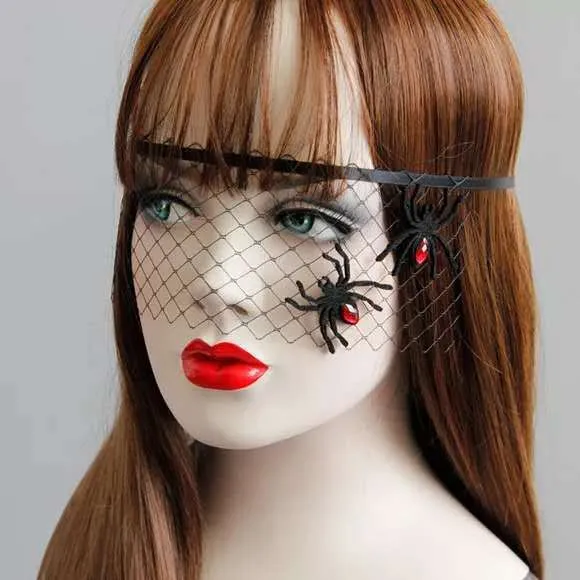 Halloween funny headband made from felt cloth, black lace, ribbon, and iron headband base in multiple colour styles