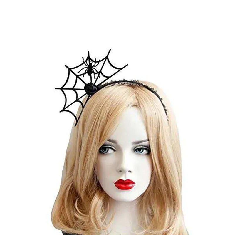 Halloween funny headband made from felt cloth, black lace, ribbon, and iron headband base in multiple colour styles