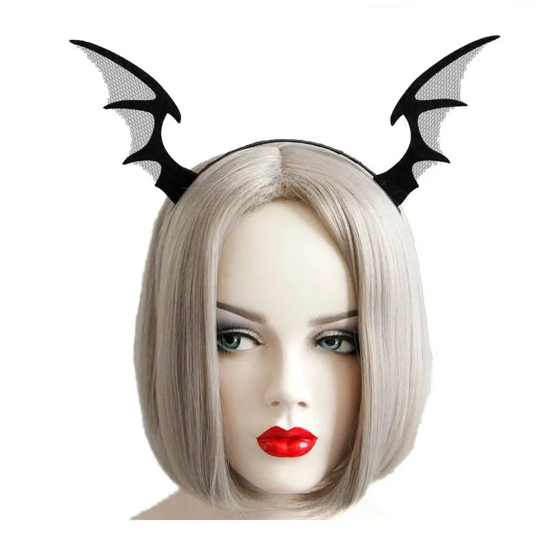 Halloween funny headband made from felt cloth, black lace, ribbon, and iron headband base in multiple colour styles