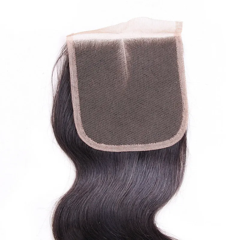 Real human hair body wave 4x4 lace closure in 16 inch free part style on mannequin head