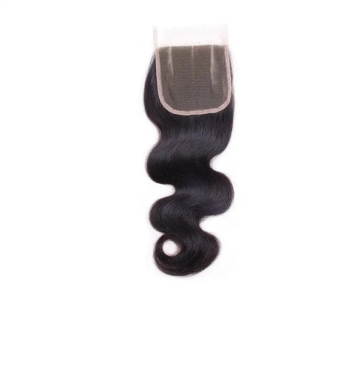 Real human hair body wave 4x4 lace closure in 16 inch free part style on mannequin head