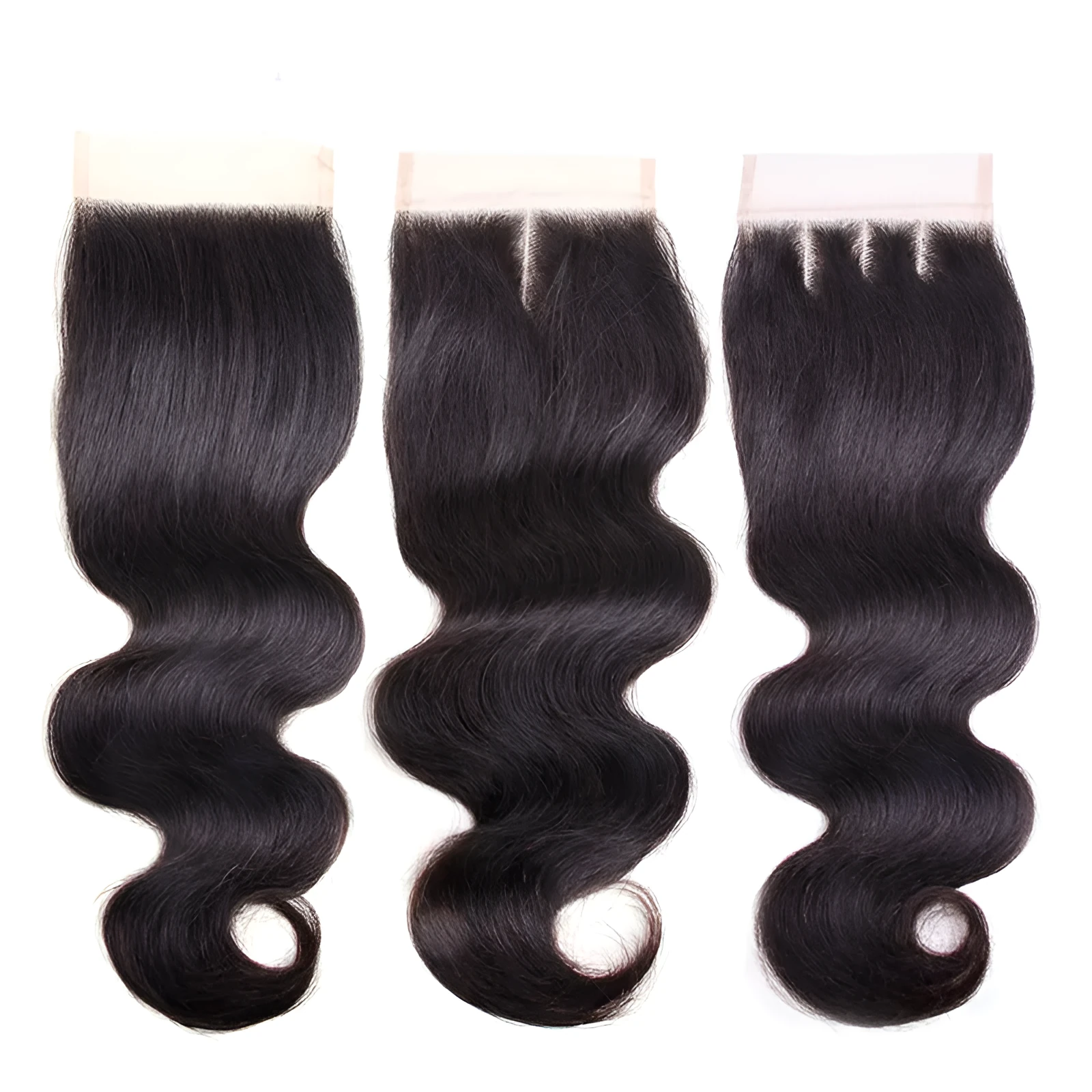 Real human hair body wave 4x4 lace closure in 16 inch free part style on mannequin head