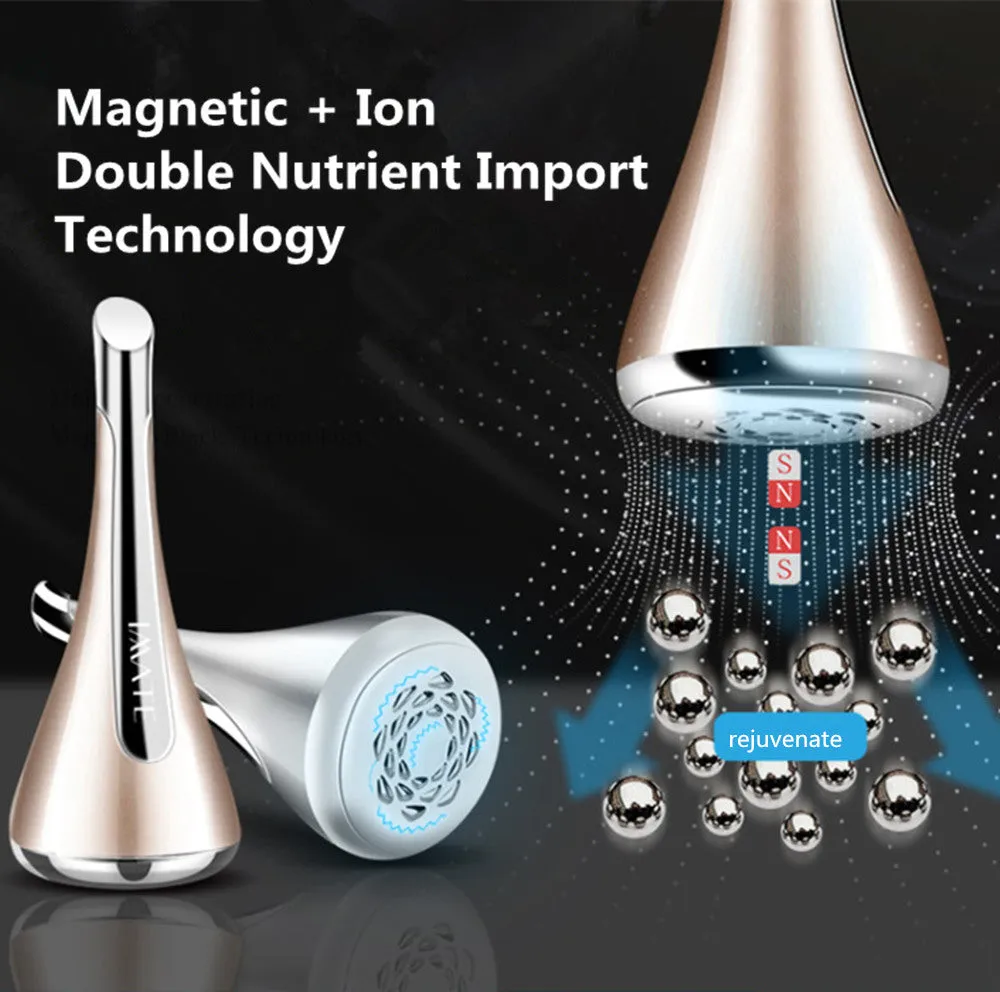 Imate facial massager small dumbbell gyro beauty device in gold with 40Gs magnetic force and 1000rpm vibration