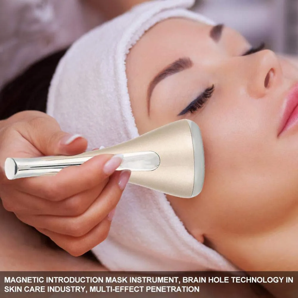 Imate facial massager small dumbbell gyro beauty device in gold with 40Gs magnetic force and 1000rpm vibration